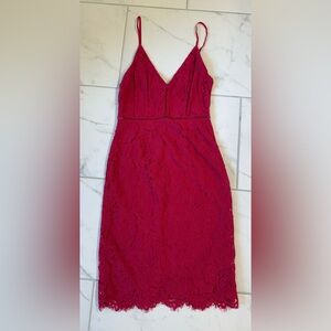 Astr Strapless Lace Dress in Vibrant Pink